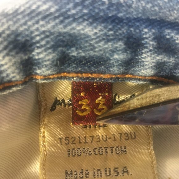 *HOST PICK* 7 FOR ALL MANKIND Standard Straight Distressed Blue Jeans Sz 33 x29 - Picture 15 of 16